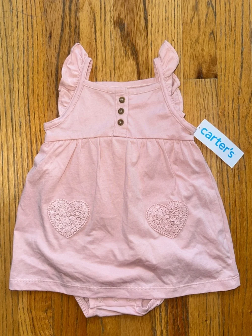 Carter's Light Pink Baby Dress with Crochet Hearts